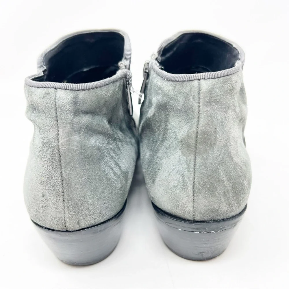 SAM EDELMAN GRAY SUEDE LOW TOP SIDE ZIP PETTY BOOTIES BOOTS WOMENS SZ 9